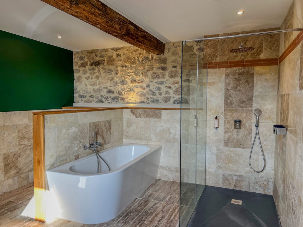 Salle de bain Chambre Vorrei ma non posso Hôtel d'Alibert Caunes-Minervois